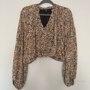 Lulus Floral Crop Shirt Medium